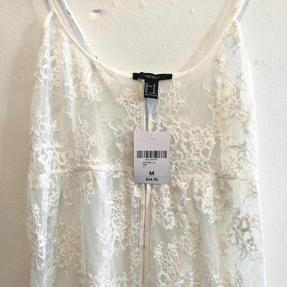 Forever 21 Tops - NWT Forever 21 White Lace Duster Cover Up Floral